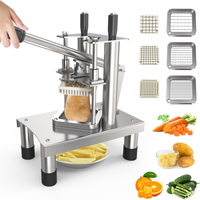 Multifunctionele voedselveilige groente-snijder/aardappel-fritesnijder, volledig van roestvrij staal, extra sterk, verstelbaar, handmatig, wasbaar, makkelijk schoon te maken