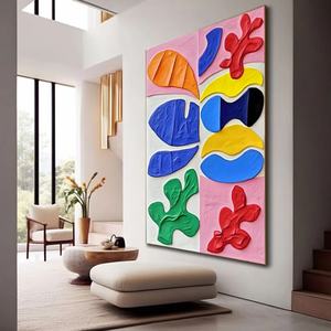 Art mural 3D texturé abstrait minimaliste coloré vertical grand format peint à la main, cadeau idéal pour l'inauguration d'une maison - Product Image 6