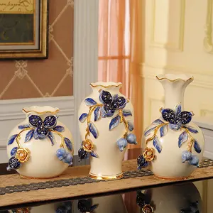 Креативные керамические вазы с ручной росписью в европейском стиле, настольные украшения для гостиной