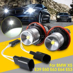 2 ampoules LED Angel Eyes Halo Ring Light blanches 6000K 10W/ampoule pour phares BMW E39 X5 E60 E63 E64 E53 sans erreur - Product Image 1