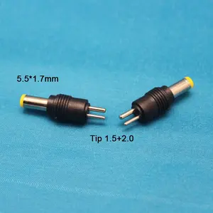 DC Tip 1.5+2.0 2pin to 5.5*1.7mm Male DC Power Jack Plug Adapter Connector For PC Notebook Laptop