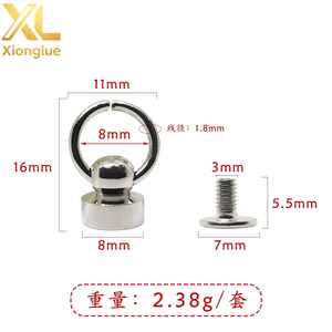 Rivet en laiton massif de 8 mm, bouton Chicago, rivet à vis avec anneau en O pour sac à main, cuir, vêtement - Product Image 1