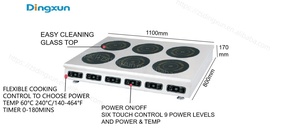 Cocina de Inducción de 6 Quemadores, 3000W*6, Control Táctil de Encimera, Multizona, para Restaurante, Cafetería, Cocina - Product Image 3
