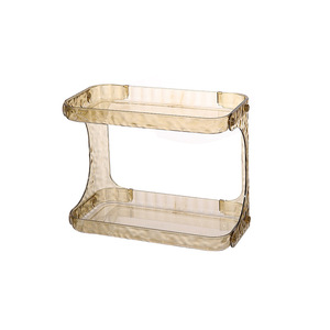 Bathroom Storage Rack 2 Tier Transparent Crystal Gray Warm Yellow Cosmetic Organizer <b>Desktop</b> Vanity <b>Shelf</b> - Product Image 1