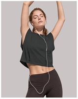 Haut de yoga respirant pour femme avec passepoil contrastant, T-shirt d'entraînement ultra doux sans couture, haut court de sport pour la gym