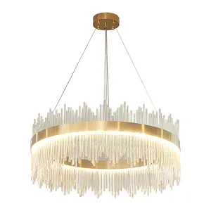 Nordic 2020 vintage rectangle hang lamp pendant light led crystal for home chandelier living room pendant lights