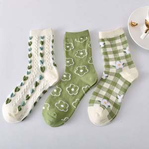 New Cotton Autumn Winter Green <b>Socks</b> Woman Mid Tube Moisture Wicking <b>Socks</b> for Women - Product Image 5