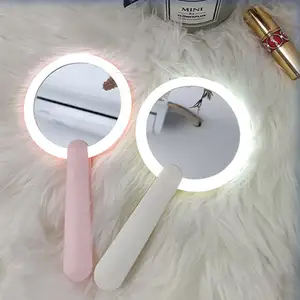 Specchio tascabile a LED Logo personalizzato strumento per il trucco specchio cosmetico compatto portatile specchio per il trucco intelligente per uso in viaggio