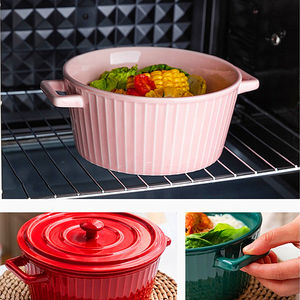 Nouveau design porcelaine antiadhésive micro-ondes soupe <span class=keywords><strong>mini</strong></span> casserole ustensiles de cuisson <span class=keywords><strong>plat</strong></span> de cuisson en céramique avec couvercle - Product Image 5