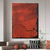 Peinture à l'huile artisanale grande taille, style abstrait impasto rouge, vente en gros pour hôtels, directement de l'usine, art écologique pour grandes galeries