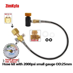 Adaptateur de remplissage de bouteille de CO2 SodaStream, station de remplissage, manomètre 2000 PSI, tuyau de 50 cm, laiton noir + or, garantie 1 an - Product Image 3