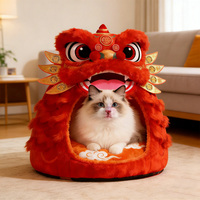 Lit pour chat en peluche personnalisé, style dessin animé chinois, portable, confortable, chaud, apaisant émotionnellement, pour usage intérieur