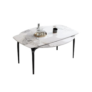 ModHomi - Juego de <span class=keywords><strong>Mesa</strong></span> de <span class=keywords><strong>Comedor</strong></span> Redonda Extensible de Mármol, Moderna y Lujosa, para 4, 6 u 8 Personas, Muebles Completos para <span class=keywords><strong>Comedor</strong></span>, Diseño que Ahorra <span class=keywords><strong>Espacio</strong></span> - Product Image 3