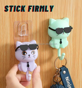 Almacenamiento en el hogar Utilidad Decoraciones de pared Adhesivo creativo Gato Abrigo Titular Perforación Gratis Ganchos para <span class=keywords><strong>llaves</strong></span> Perchas - Product Image 2