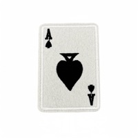 Patchs en tissu brodés sur le thème du poker, avec support thermocollant - Motif As de Pique, accessoires vestimentaires en fil