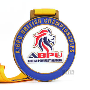 Médaille en alliage de zinc personnalisée de haute qualité Conception de médaille en métal d'haltérophilie avec logo personnalisé Trophées et médailles de formes rondes - Product Image 1