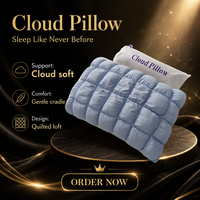 Oreiller de lit personnalisable, hypoallergénique, lavable en machine, en forme de nuage matelassé, en fibre de polyester douce, avec sac de rangement