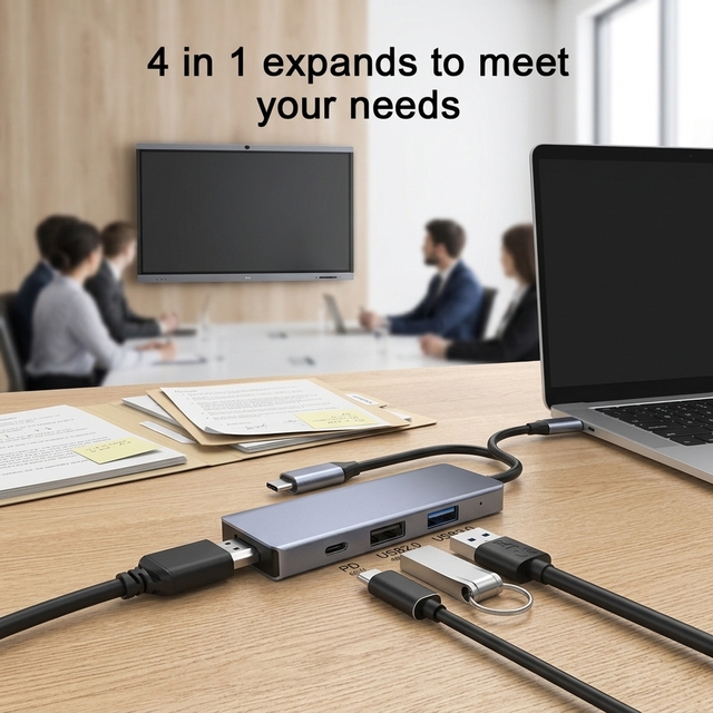4-in-1 USB-C Docking Station with Aluminum Alloy Housing PD Charging & High-Speed Data Transfer 5-8 Ports in Stock