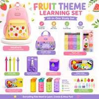 Kit de papeterie complet en gros, thème fruits, emballage extérieur exquis, ensemble de fournitures scolaires et de bureau pour étudiants, cadeau d'anniversaire