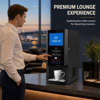 Machine à café intelligente commerciale à écran tactile, café chaud et froid, 3 réservoirs, distributeur automatique avec écran publicitaire LCD de 10 pouces