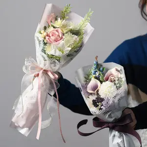 14*4*50厘米/28*8 * 50厘米SINOWRAP蕾丝袖袋单玫瑰包装袋防水透明花卉材料