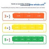Ensemble de 51 pièces de bandelettes de fractions en plastique emboîtables arc-en-ciel, matériel pédagogique mathématique, imprimé trois faces, pliable, en boîte colorée