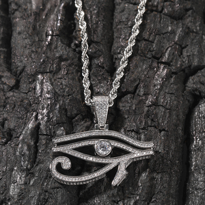 Frete grátis jóias 18k banhado a ouro gemstone colar olho de horus pingente banhado a prata hip hop <span class=keywords><strong>mens</strong></span> pingente - Product Image 3