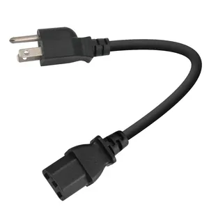 Universal Black 16Awg 250V 6Ft 3 Pin Usa Ac Prong C13 5-15P Extension Laptop Computer Tv Sjt Sjow Us Power Cord Cable