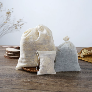 Sacs en mousseline de coton naturel avec cordon de serrage 8x10cm, recyclables, écologiques, réutilisables, pour sachets de thé, épices, savons, bijoux - Product Image 3