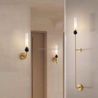 Lampe murale en laiton noir à prix d'usine, vente chaude, avec marbre naturel vert pour la maison, chambre à coucher, chevet, salon, luminaires muraux modernes