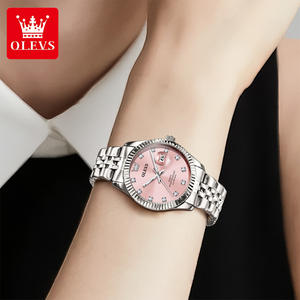 Montre <span class=keywords><strong>Femme</strong></span> OLEVS 3705 de Luxe Classique d'Affaires avec Diamants, Mode, Logo Personnalisé OEM, Calendrier, en Acier Inoxydable, à Quartz - Product Image 2