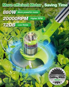 Cortacésped Eléctrico Inalámbrico de 21V <span class=keywords><strong>con</strong></span> Batería de 4.0Ah, 3 Tipos de Cuchillas, Desbrozadora sin Hilo, Motor Industrial de 4 Tiempos de 173cc para Jardín y Patio - Product Image 5