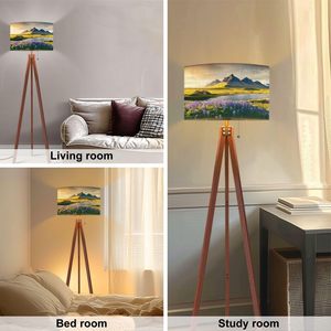 Giữa Thế Kỷ Dimmable dẫn đèn sàn E26 tùy chỉnh in nở hoa lupine hoa gỗ chân đứng Linen Chụp đèn theo yêu cầu - Product Image 5