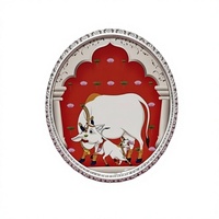 Plateau décoratif traditionnel en métal, rond, à motif animalier, artisanat artistique pour la décoration de la maison, plateau en métal pour Diwali
