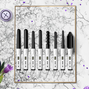 プロ用8-in-1セラミックヘアカーラーワンドセットLEDインジケーター取り外し可能バレル多機能カーリングアイロン - Product Image 3