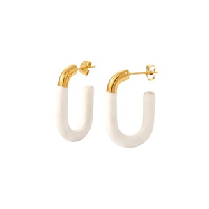 Pendientes de aro en forma de U, chapados en oro de 18 quilates, acero inoxidable, diseño geométrico colorido, para mujer, joyería de moda. - Product Image 5