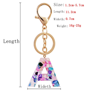 Accessoire en résine de fleurs naturelles, fabrication directe du fabricant, personnalisable, alphabet coloré pour filles, lettres en acrylique, <span class=keywords><strong>porte</strong></span>-clés en résine 26 lettres - Product Image 2