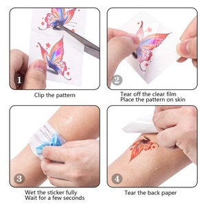 Tatouages temporaires pour femmes filles-Fleur colorée papillon réaliste longue durée <span class=keywords><strong>faux</strong></span> autocollants de <span class=keywords><strong>tatouage</strong></span> - Product Image 4