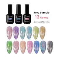 KINNCO Vente en gros Échantillon gratuit personnalisé Vernis gel UV œil de chat écologique DIY 13 couleurs 15ml Haute qualité YUKI Brocade Crystal