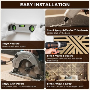 Pannello Acustico <span class=keywords><strong>in</strong></span> MDF con Motivi Geometrici e Venature del <span class=keywords><strong>Legno</strong></span>, <span class=keywords><strong>Pannelli</strong></span> Decorativi Fonoassorbenti per Soggiorno, Ufficio, Studio, Home Theater - Product Image 5