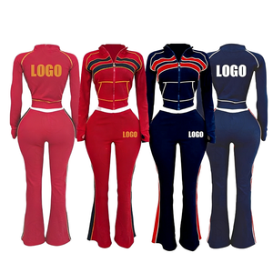 Conjunto de 2 piezas de ropa de descanso de alta calidad para mujer, bordado, liso, con capucha, pantalón largo, de algodón, tejido gofrado, formal, ODM, apto para personas altas - Product Image 1