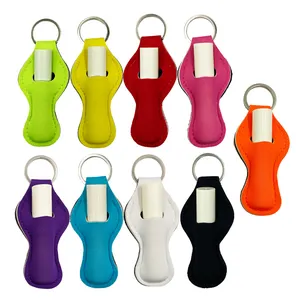 Groothandel Hot Selling Blank Neopreen Chapstick Houder Sleutelhanger