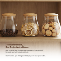 Grand pot de conservation en verre borosilicate 800 ml (27,05 oz) avec couvercle en bois, boîte à café et thé hermétique, récipient alimentaire, organisateur de garde-manger