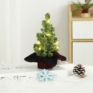 Mini sapin de Noël artificiel de bureau au design créatif, décoration de fête avec décorations de Noël à LED - Product Image 5