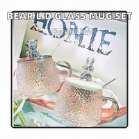 Lovejoy mignon dessin animé Design bureau et ménage ensemble de verres tasse à café tasse à thé soucoupes ours couvercle cuillère marteau Grain tasse en verre