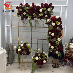 พรมดอกกุหลาบประดิษฐ์สีแดงเบอร์กันดีแบบเรียบหรูสำหรับตกแต่งงานแต่งงาน - Product Image 2