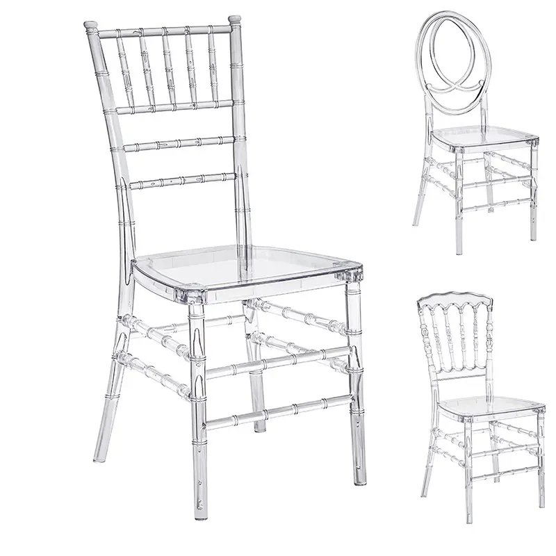 wholesale modern stackable outdoor weddings dining renting party plastic clear chiavari chair