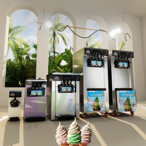 Machine à glace de comptoir haut de gamme WICE, deux bacs, trois saveurs, pré-refroidissement, facile à utiliser, gain de temps et d'efforts - Product Image 1
