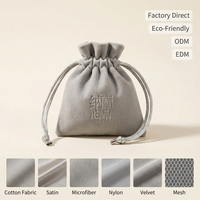 Petits sacs anti-poussière en velours doux avec logo personnalisé et pochette cadeau en daim avec cordon de serrage pour l'emballage cadeau de bijoux et de cosmétiques de luxe