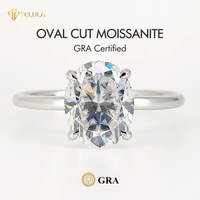 Cincin Tunangan Oval Klasik 1CT 2CT 3CT Bersertifikat GRA Warna D VVS Perak Sterling S925 Cincin Moissanite